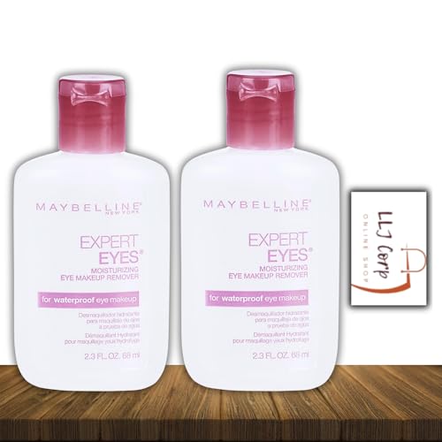 Maybelline Expert Eyes Moisturizing Eye Makeup Remover, 2.3 fl oz Pack 2 Bundle + LLJ Corp Sticker.