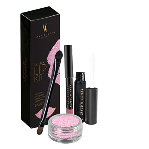 Stay Golden Cosmetics Baeby Glitter Lip Kit, Transfer Proof and Smudge Proof 3 oz