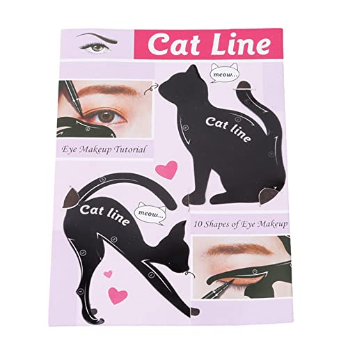 ZHAOQI Cat Eyeliner Stencils, Smoky Eyeshadow Applicators Template Plate, Cat Shape Eye Liner & Eye Shadow Guide Template Tool, Black, 8.5*5cm (beauty)