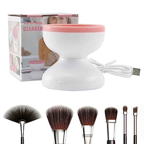 Makeup Brush Cleaner Electric Makeup Brush Cleaner Silicone Brush Cleaner 2 in 1, Portable USB for Different Sizes/Types of Brushes, Mother's Day Gift for Women Mom Wife Daughter Girlfriend (Pink