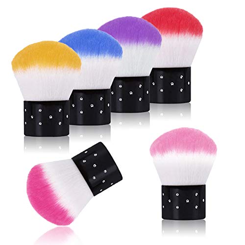 Kalolary 6Pcs Nail Art Dust Brush Remover Powder Cleaner Kabuki Brushes Makeup Powder Blush Brushes Nail Cleaning Brush Nail Art Tools for Cosmetic Makeup or Nail Art-Colorful