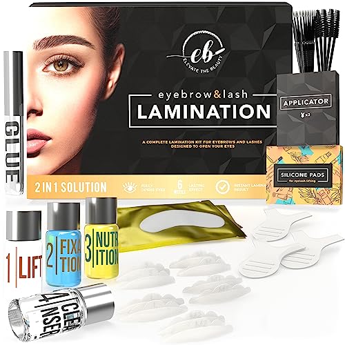 Elevate the Beauty Eye Brow Lamination Kit Professional - Lash Lift and Eyebrow Lamination Kit at Home Complete 2in1 DIY - Brow Perm Lamination Kit - Easy to Use - Instant Long-Lasting Results