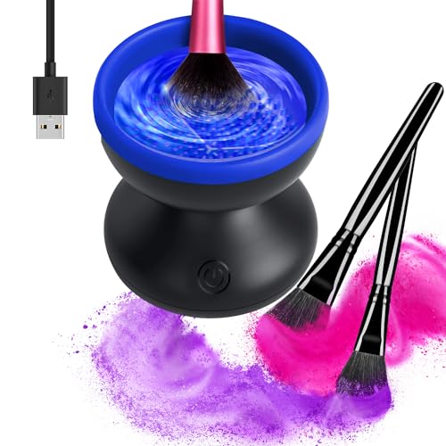 Makeup Brush Cleaner, Upgrade Electric Makeup Brush Cleaner Machine, Fit for All Size Brushes Automatic Spinner Machine,Blue,01