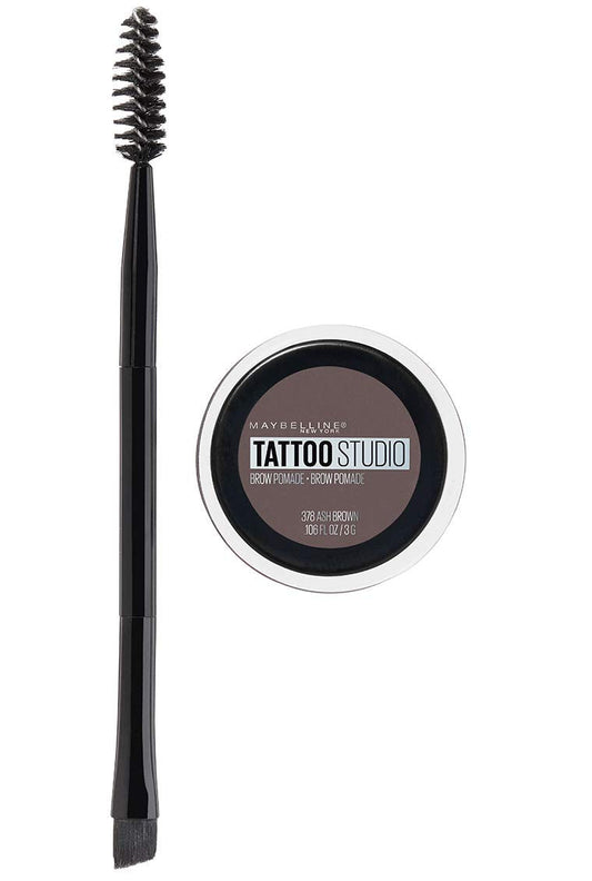 Maybelline TattooStudio Brow Pomade Long Lasting, Buildable, Eyebrow Makeup, Ash Brown, 1 Count