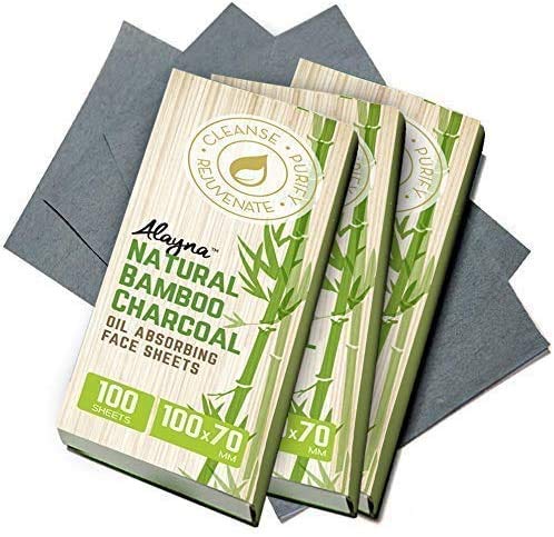 (3 PK) Oil Blotting Sheets- Natural Bamboo Charcoal Oil Absorbing Tissues- 100 Pcs Organic Blotting Paper- Beauty Blotters for the Face- Papers Remove Excess Shine- For Facial Make Up & Skin Care