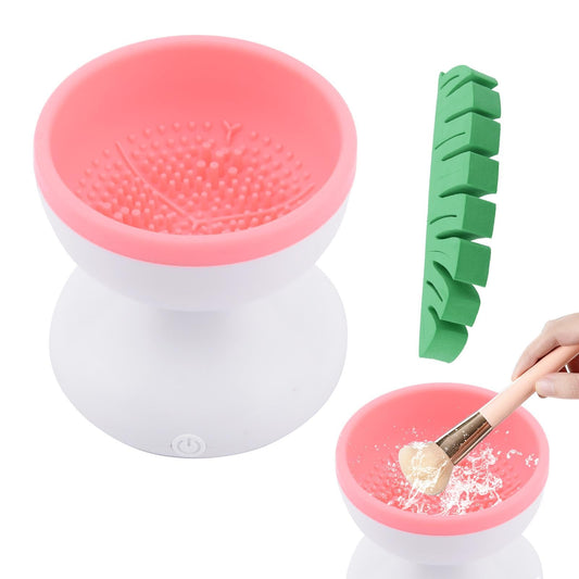 Kakalote Electric Makeup Brush Cleaner with Storage Holder, Portable Automatic Spinner Cosmetic Brush Cleaner Tools, USB Powered(Makeup Brush Cleaner Set)