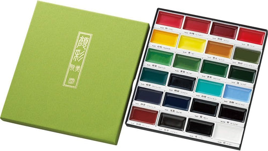 Kuretake GANSAI TAMBI 24 Colors Set, Watercolor Paint Set, Professional-quality for artists and crafters, AP-Certified, water colors for adult, Made in Japan