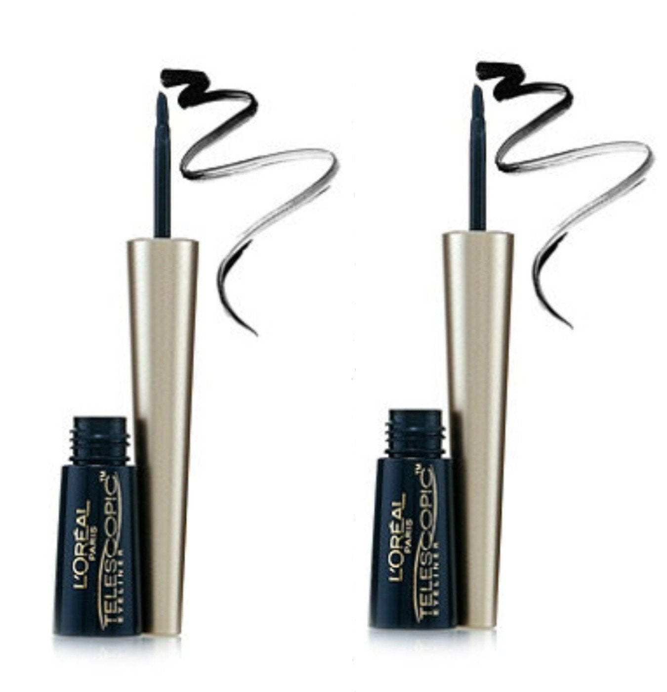 L'Oreal Telescopic Precision Liquid Eyeliner, Black [810] 0.08 oz (Pack of 2)