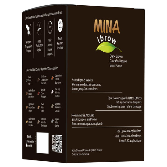 Mina ibrow Hair Color Refill Pack Dark Brown|Natural Professional Spot coloring Hair Tinting Powder, Water and Smudge Proof | No Ammonia, No Lead with 100% Gray Converge|Vegan and Cruelty free