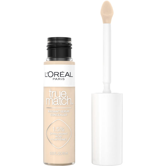 L’Oréal Paris True Match Radiant Serum Concealer, Brightening Under Eye Concealer Make Up with 1.5% Hyaluronic Acid and Caffeine, C2, 0.33 Oz