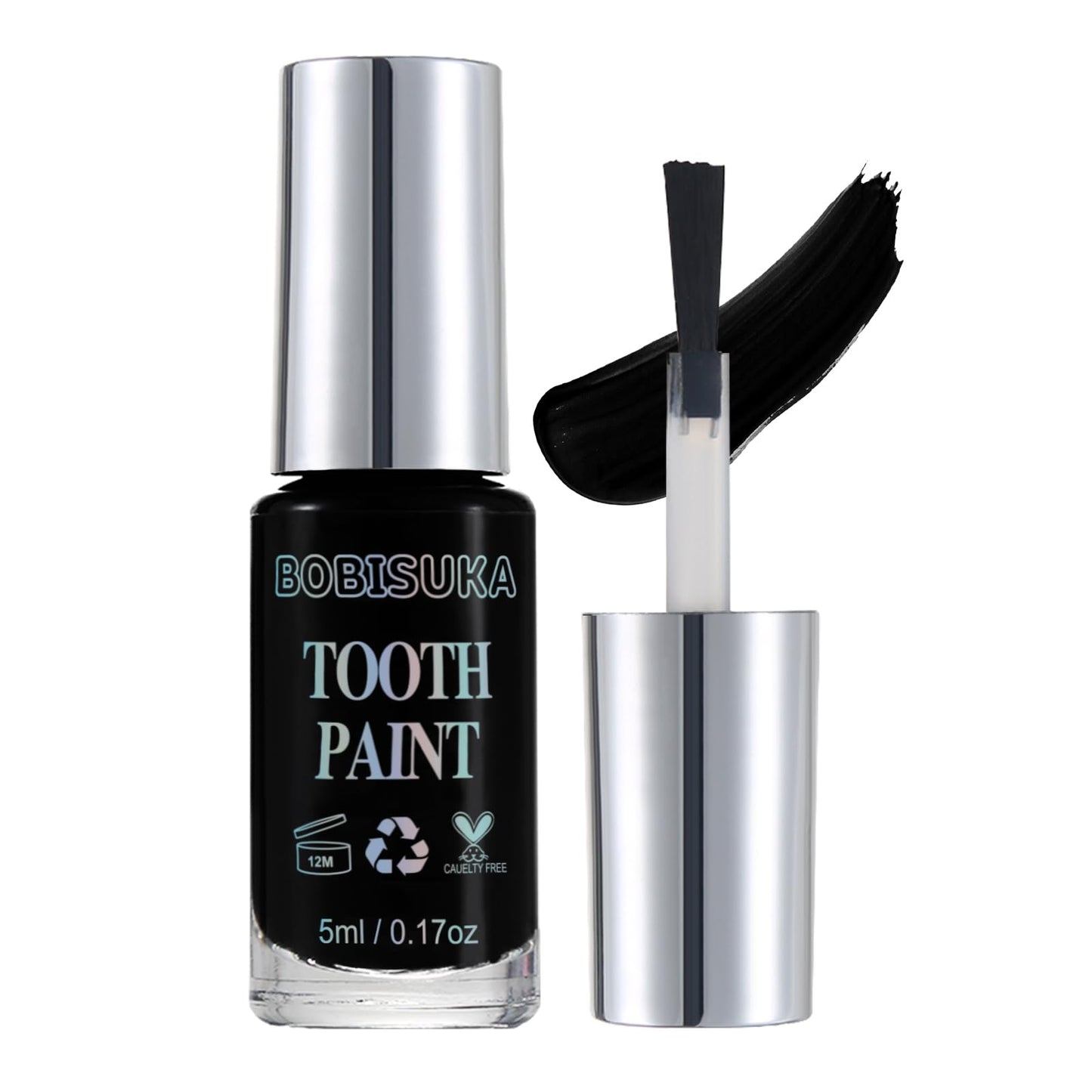 BOBISUKA Black Tooth Paint, Professional Black Out Teeth Makeup Solution - Safe, Quick Dry & Realistic, Perfect for Cosplay, Halloween Makeup, Theater, and Special Effects (5 ml)