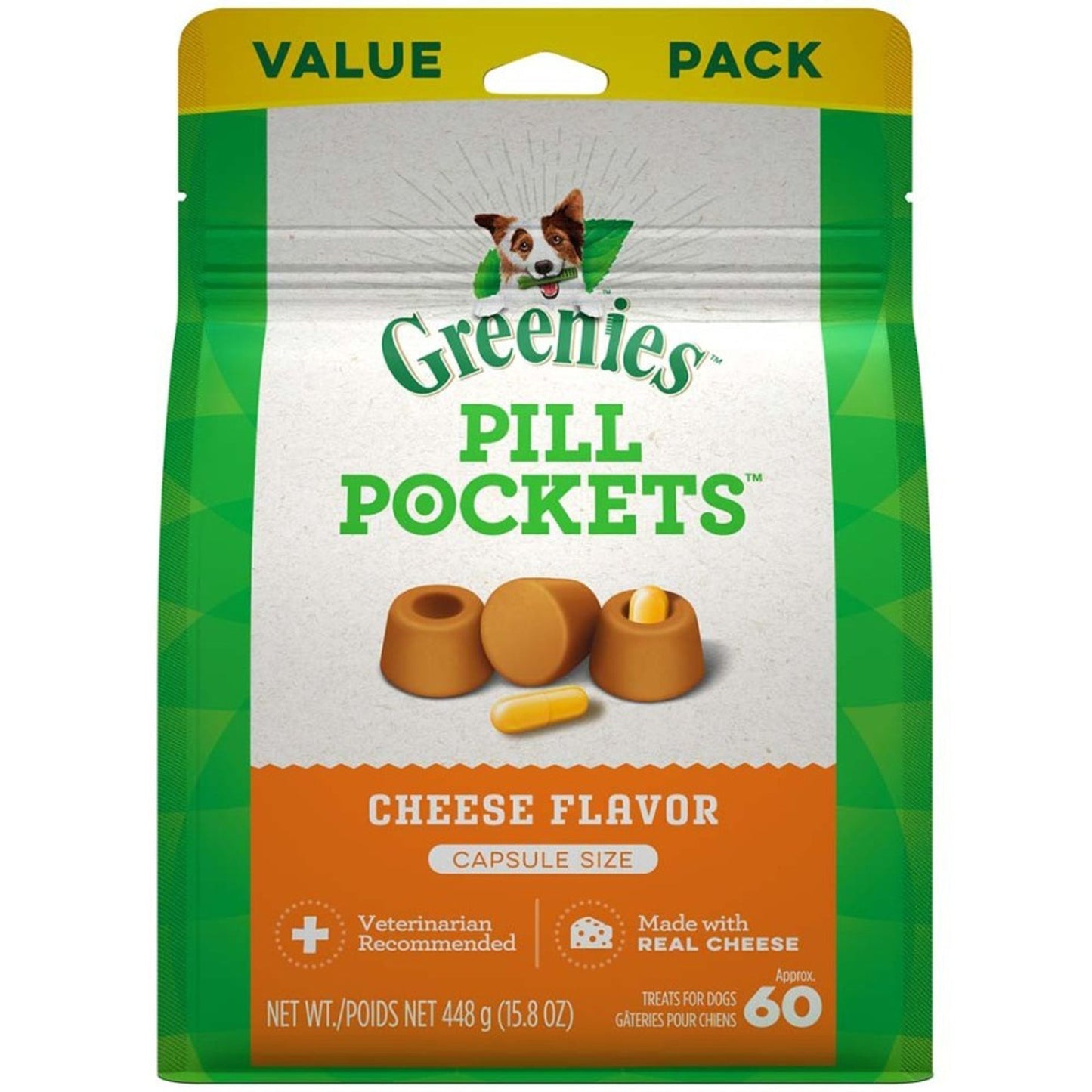 Greenies Pill Pockets for Capsules Cheese 1ea/60 ct, 15,8 oz
