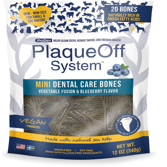 Proden System Mini Dental Care Bones Vegetable Fusion And Blueberry Flavor Dog Treats; 12oz,