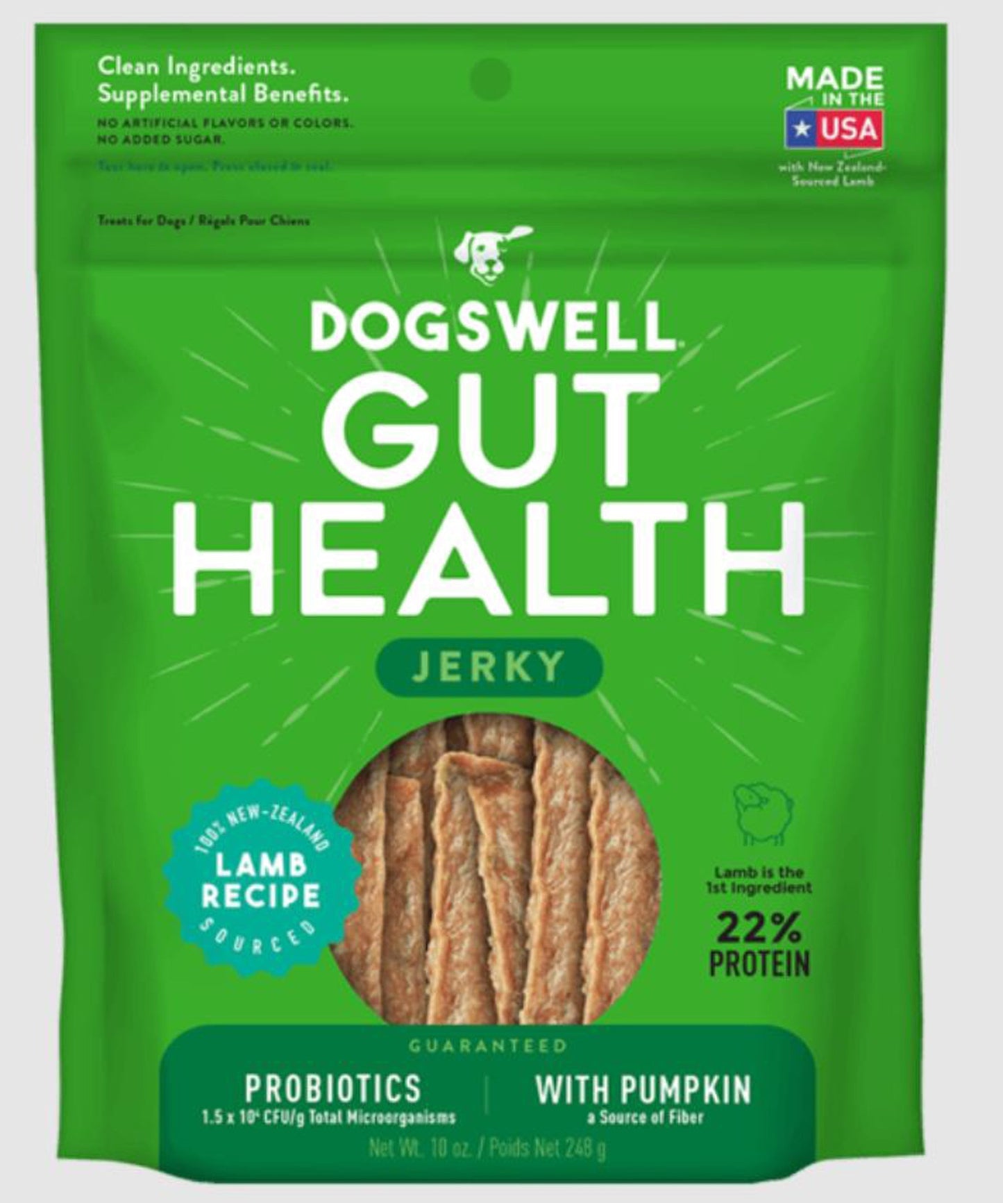 Dogswell Dog Gut Health Jerky Grain Free Lamb 10oz,
