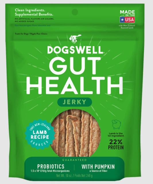 Dogswell Dog Gut Health Jerky Grain Free Lamb 10oz,