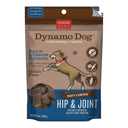 Cloud Star Dynamo Dog Hip and Joint Soft Chews Bacon and Cheese Formula Dog Treats; 14oz, Bag
