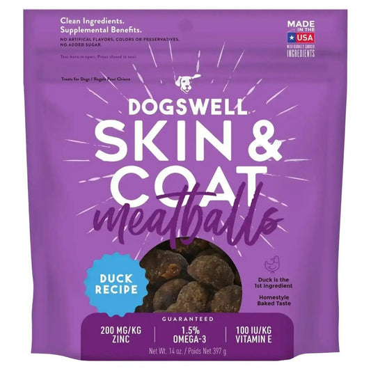 Dogswell Dog Skin & Coat Meatballs Grain Free Duck 14 oz,