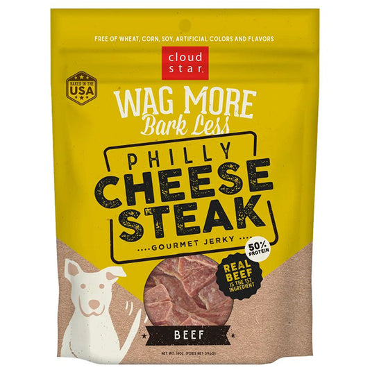 Wagmore Bark Less Dog Jerky Grain Free Philly Cheesesteak Beef 10oz,