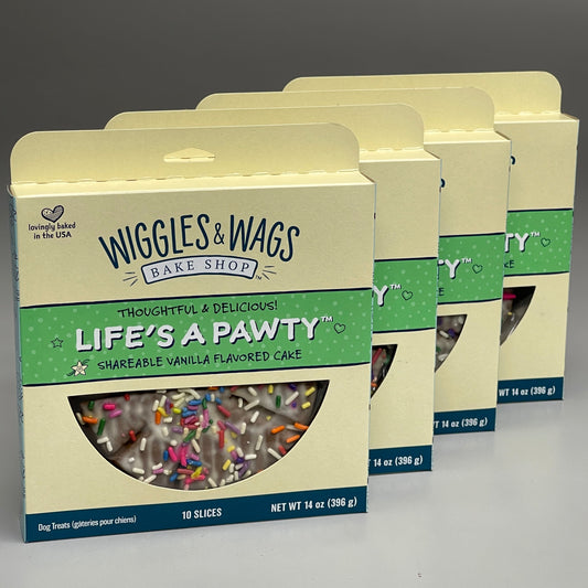 WIGGLES & WAGS Life's a Pawty Vanilla Flavored Cake for Dogs 4 PACK BB 11/02/24