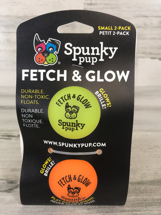 Spunky Pup Fetch and Glow Ball Small 2-pack