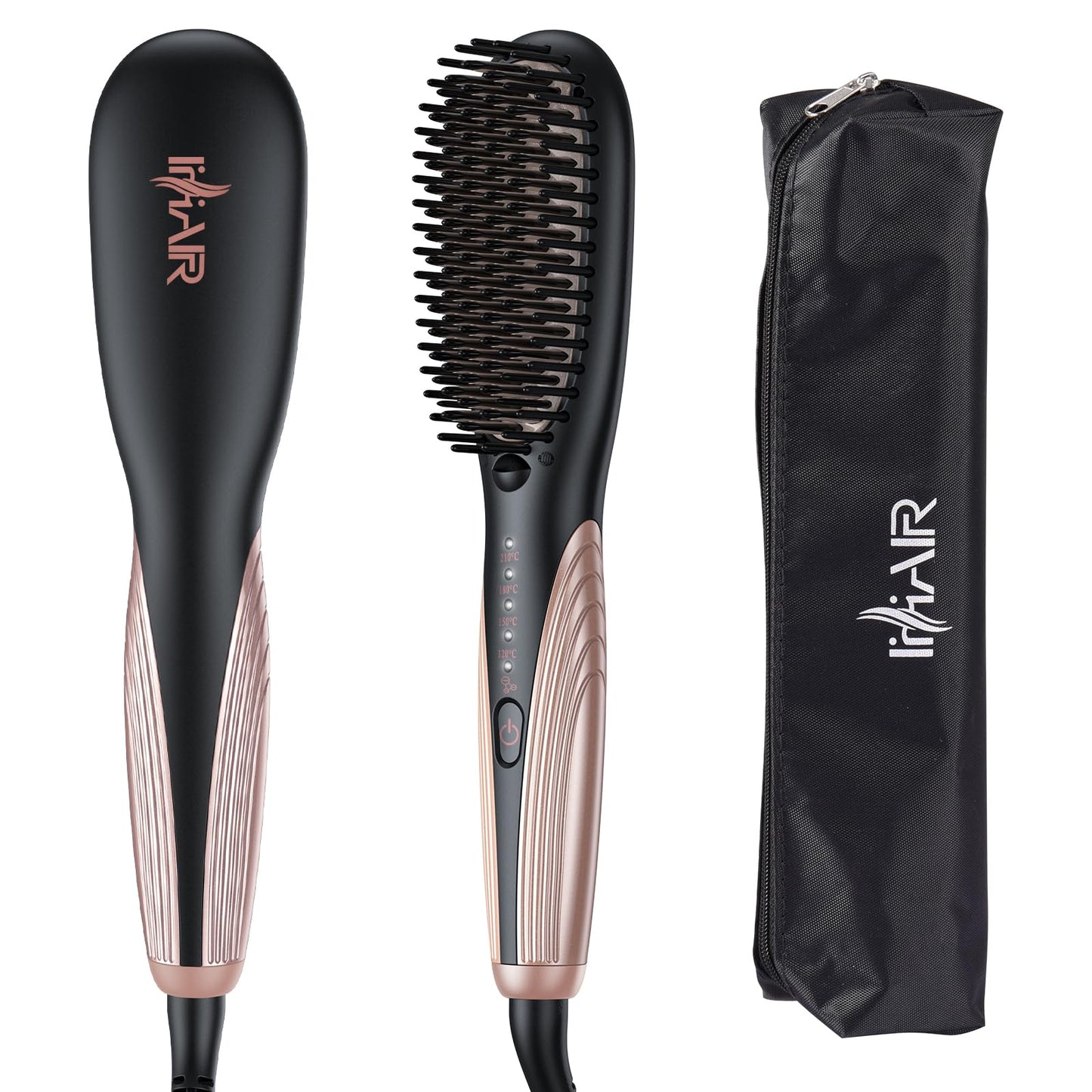 Ihhair Professional Anti-Scald Hair Straightener Brush with Upgraded Anion Feature for Straight, Curly, and Long Hair PTC Heating …