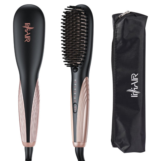 Ihhair Professional Anti-Scald Hair Straightener Brush with Upgraded Anion Feature for Straight, Curly, and Long Hair PTC Heating …