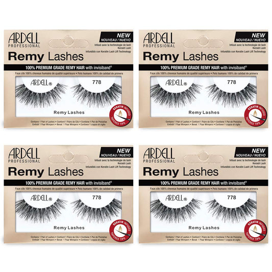 Ardell Remy Lash 778, Premium Grade Remy Hair False Lashes with Invisiband, 4 pairs