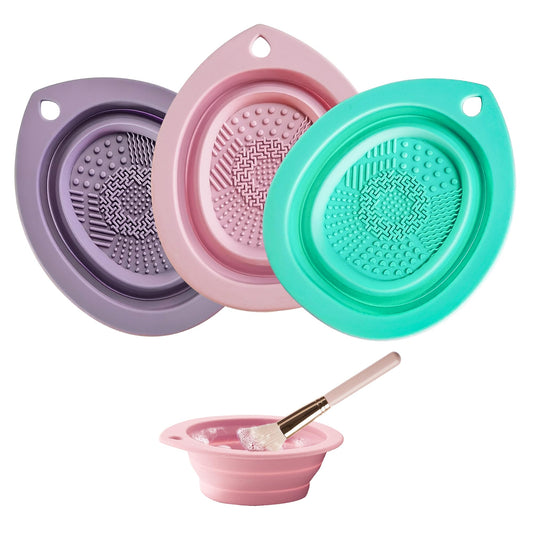 FUNKID Makeup Brush Cleaner,Ideal for Efficient Cleaning of Makeup Brushes Mat .Travel-Friendly and Portable Foldable Silicone Makeup Brush Cleaning Tool 3 Pack