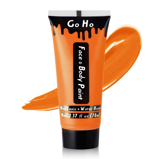 Go Ho Orange Body Paint Washable(2.37 oz,70 ml),Water Based Cream Orange Face Body Paint for SFX Cosplay Costumes Festivals Halloween Starfire Pumpkin Makeup