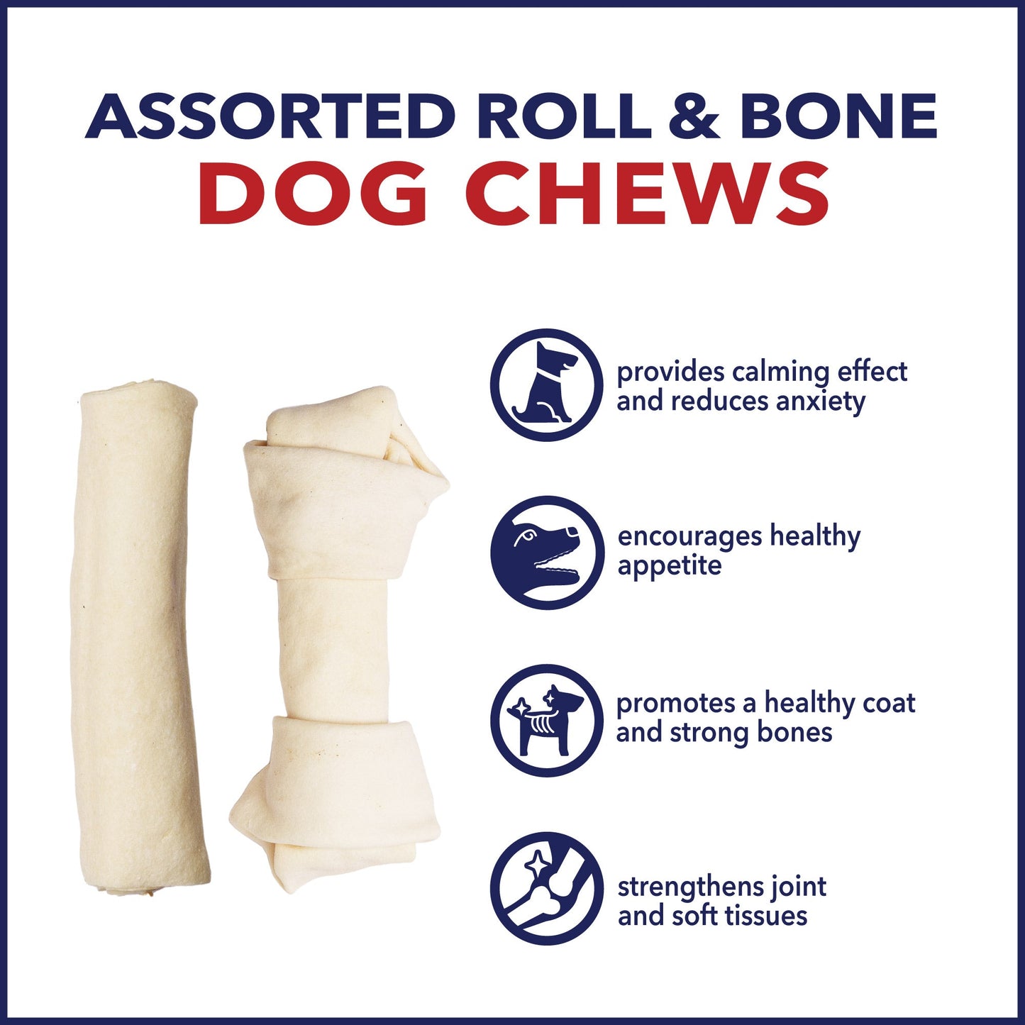 Pet Factory Made in USA Beefhide Assorted - Bones/Rolls