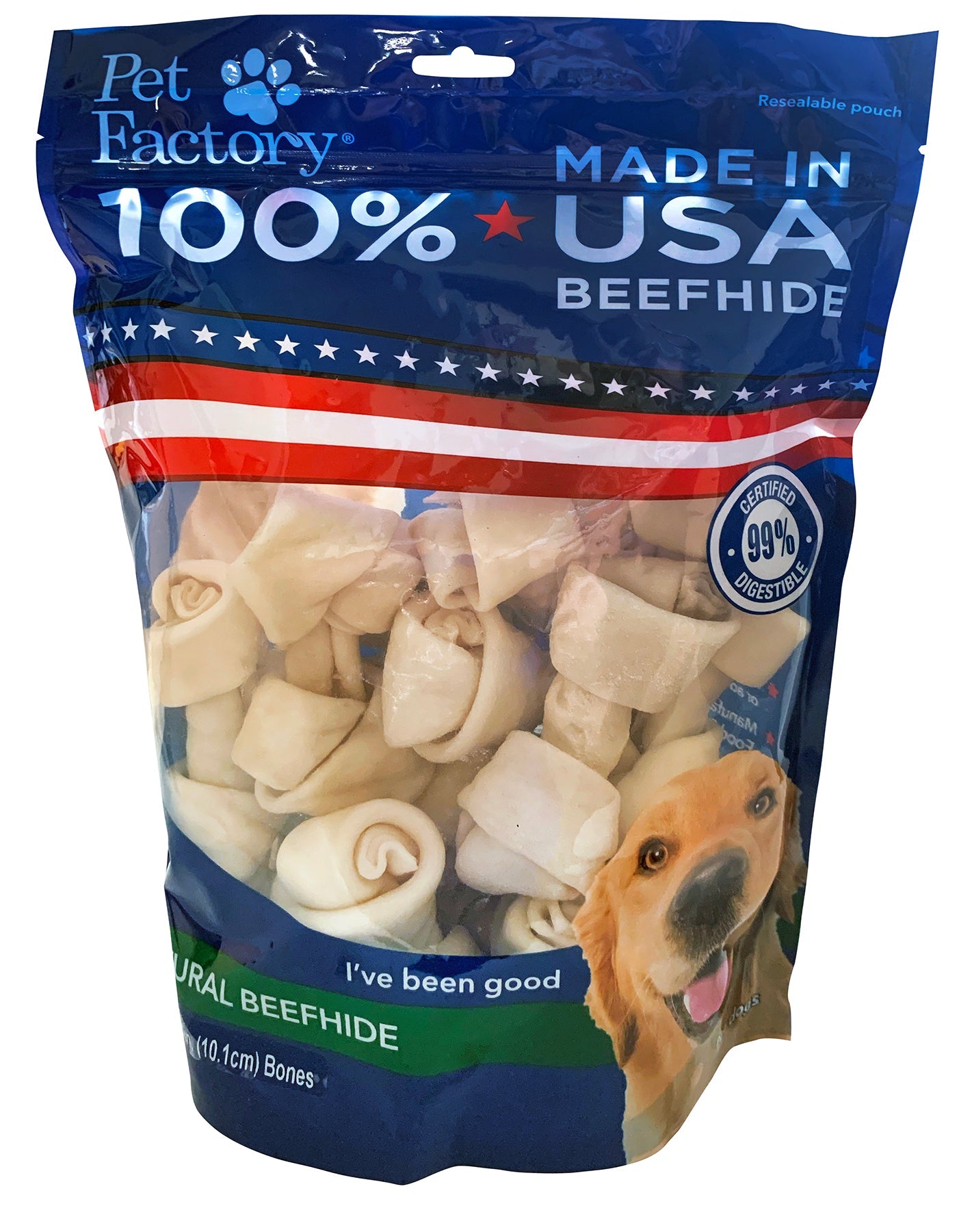 Pet Factory - Made in USA Beefhide Bone 4" Flavored Dog Treats