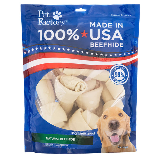 Pet Factory - Made in USA Beefhide Bone 6" Flavored Dog Treat