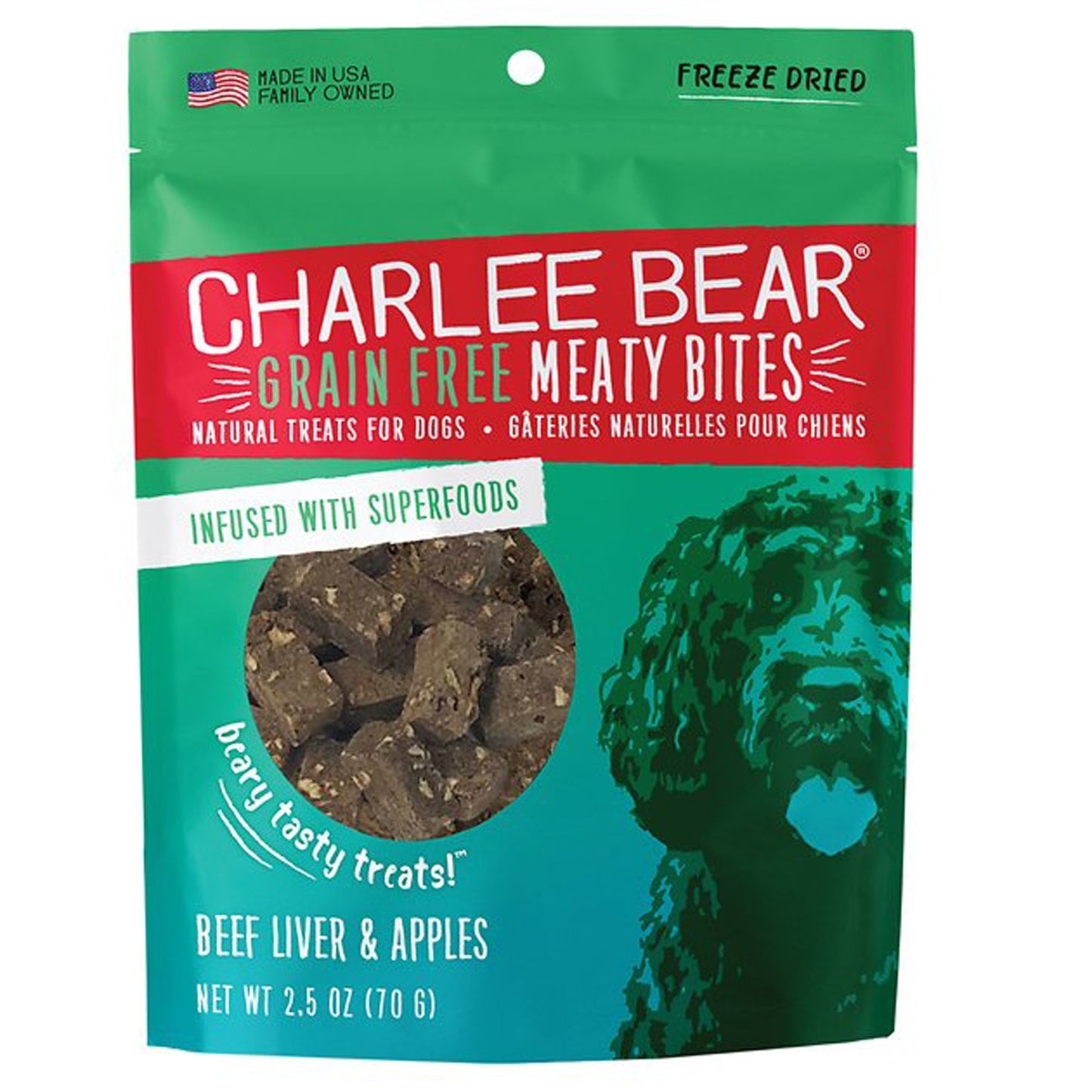 Charlee Bear Dog Meaty Bites Beef And Apple 2,5oz,