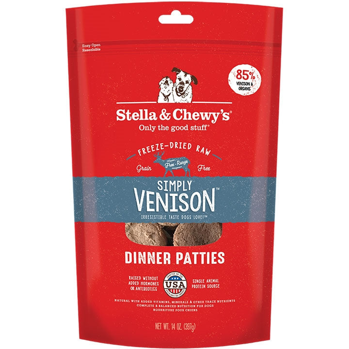 Stella And Chewys Dog Freeze-Dried Dinner Patties Simply Venison 14oz,