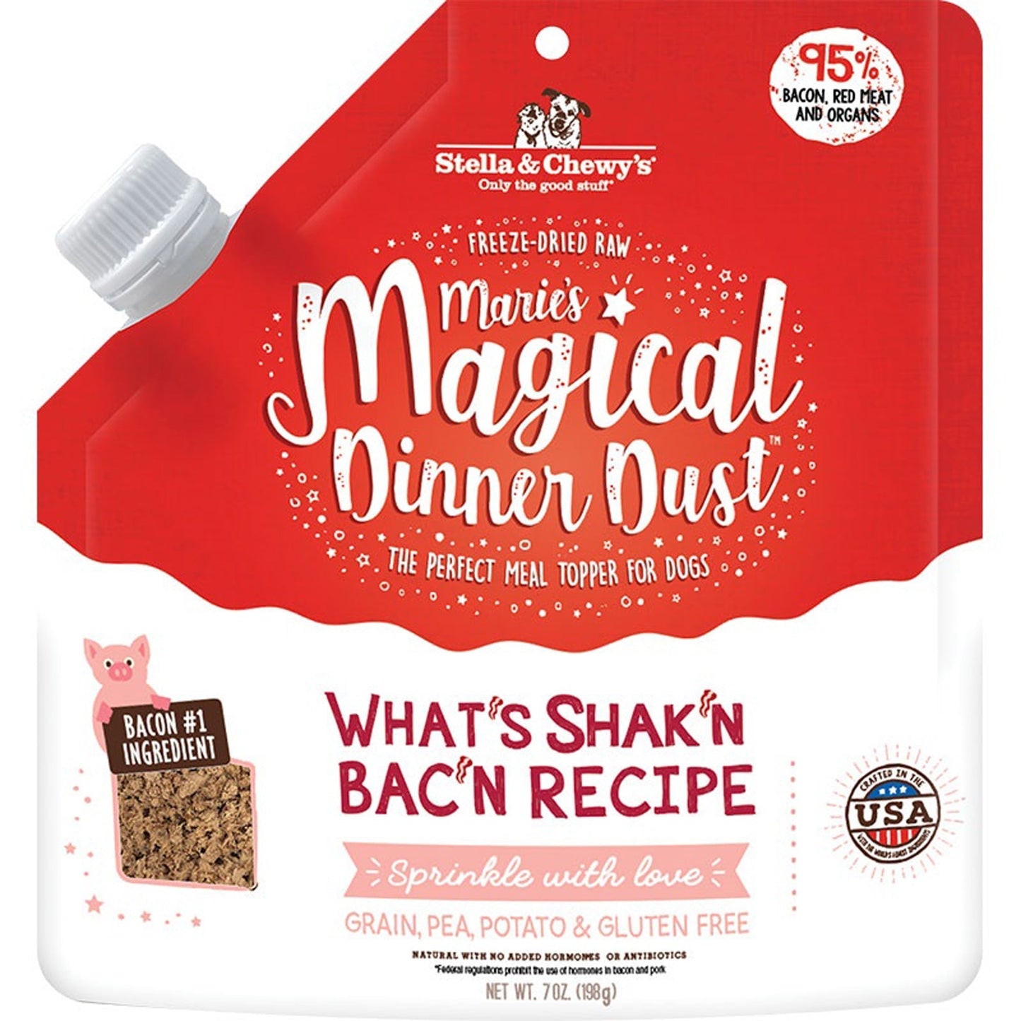 Stella And Chewys Dog Freeze-Dried Marie Magical Dinner Dust Bacon 7oz,