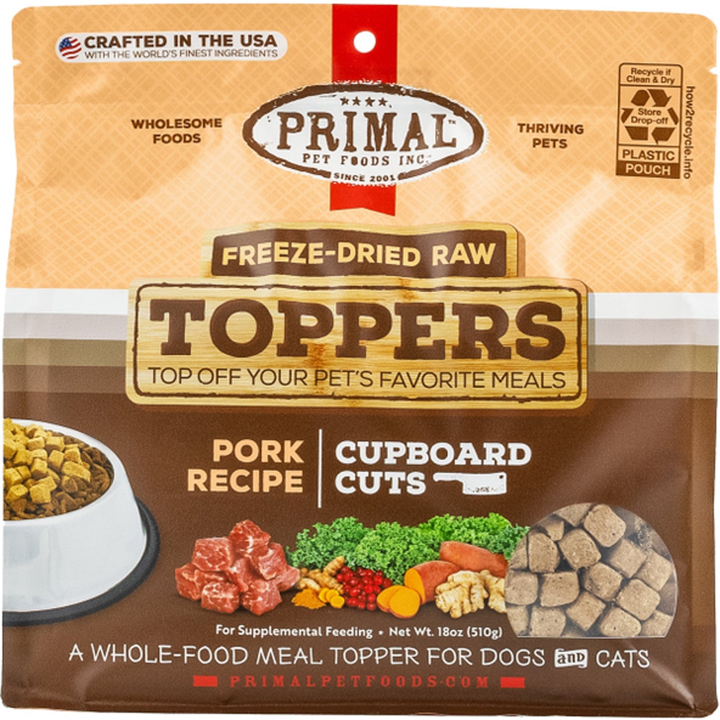 Primal Dog-Cat Fd Raw Topper Cupboard Cuts Pork 18 oz,