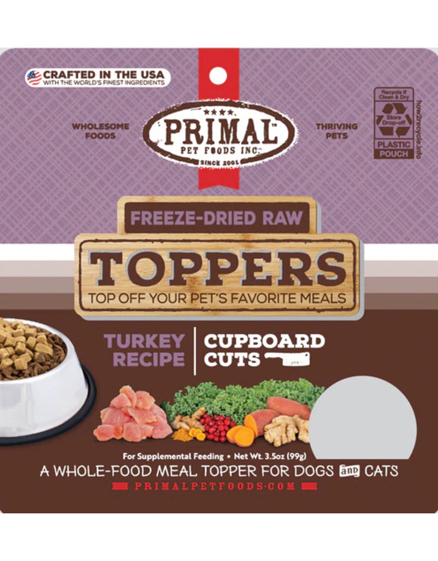 Primal Freeze Dried Cupboard Cuts Toppers Turkey 18 oz,