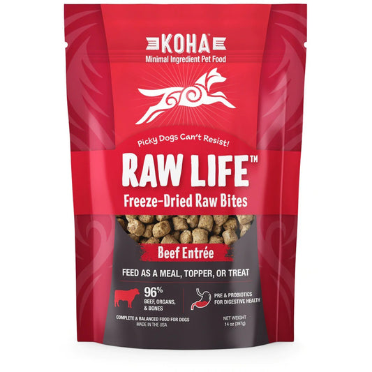 Koha Dog Grain Free Raw Freeze Dried Bites Beef 14oz,