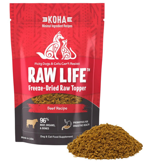 Koha Dog Cat Grain Free Raw Freeze Dried Topper Beef 8oz,