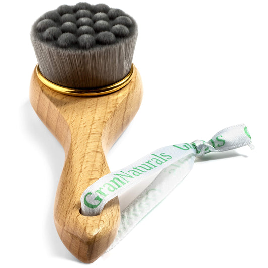 GranNaturals Manual Facial Cleansing Kabuki Brush - Skin Cleanser & Scrubber for Applying Foundation, Makeup, Face Mask, Acne Washing, Daily Deep Pore Cleaning - Men and Women
