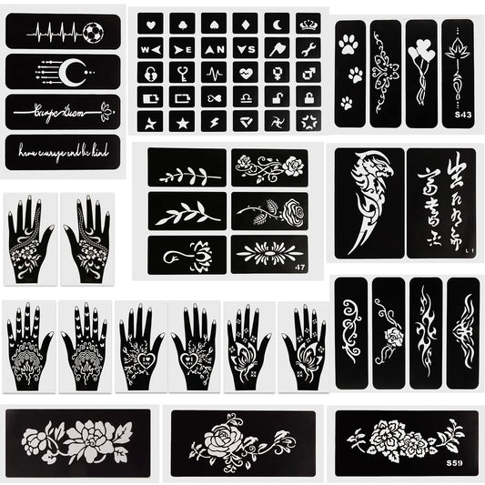 Kapopi Henna Tattoo Stencil Kit , Henna sexy temporary tattoo stickers For Women, girls and teenagers，Body Art Painting (Henna Tattoo Kit A)