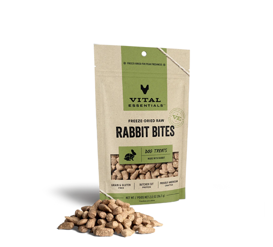 Vital Essentials Dog Freeze-Dried Treat Bites Rabbit 2oz,