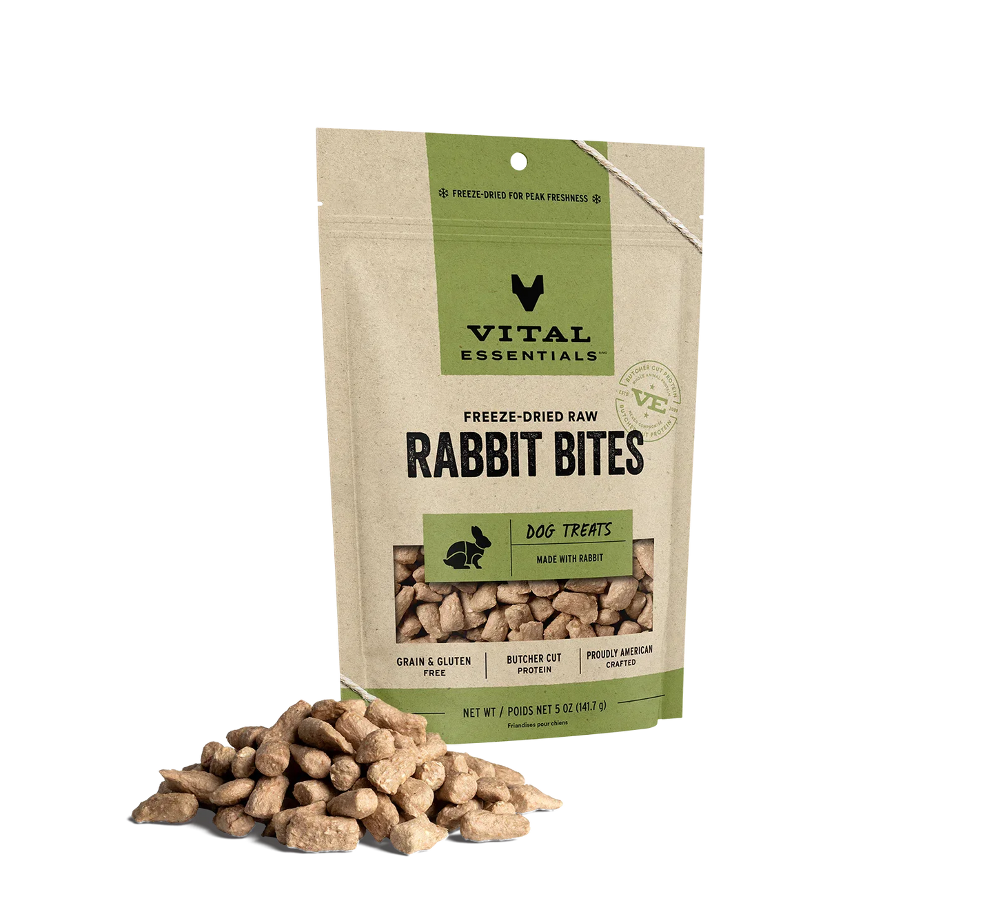 Vital Essentials Dog Freeze-Dried Treat Bites Rabbit 5oz,