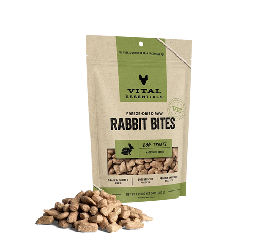 Vital Essentials Dog Freeze-Dried Treat Bites Rabbit 5oz,