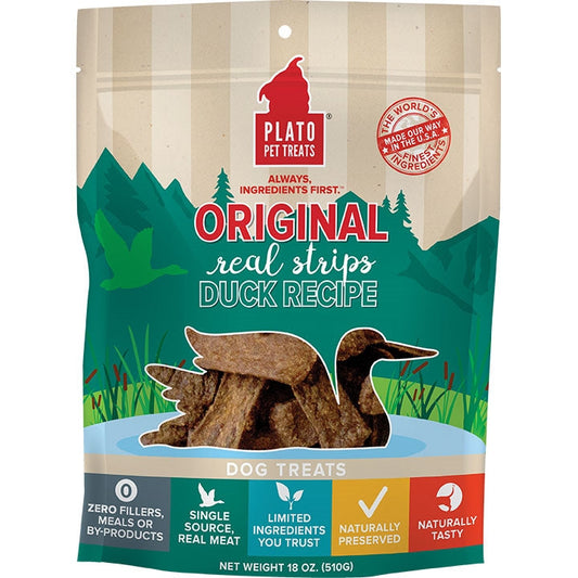 Plato Dog Strips Duck 18oz,