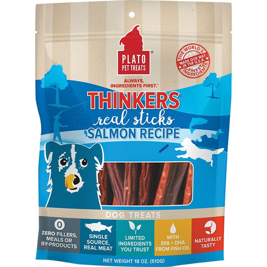 Plato Dog Thinkers Stick Salmon 18oz,