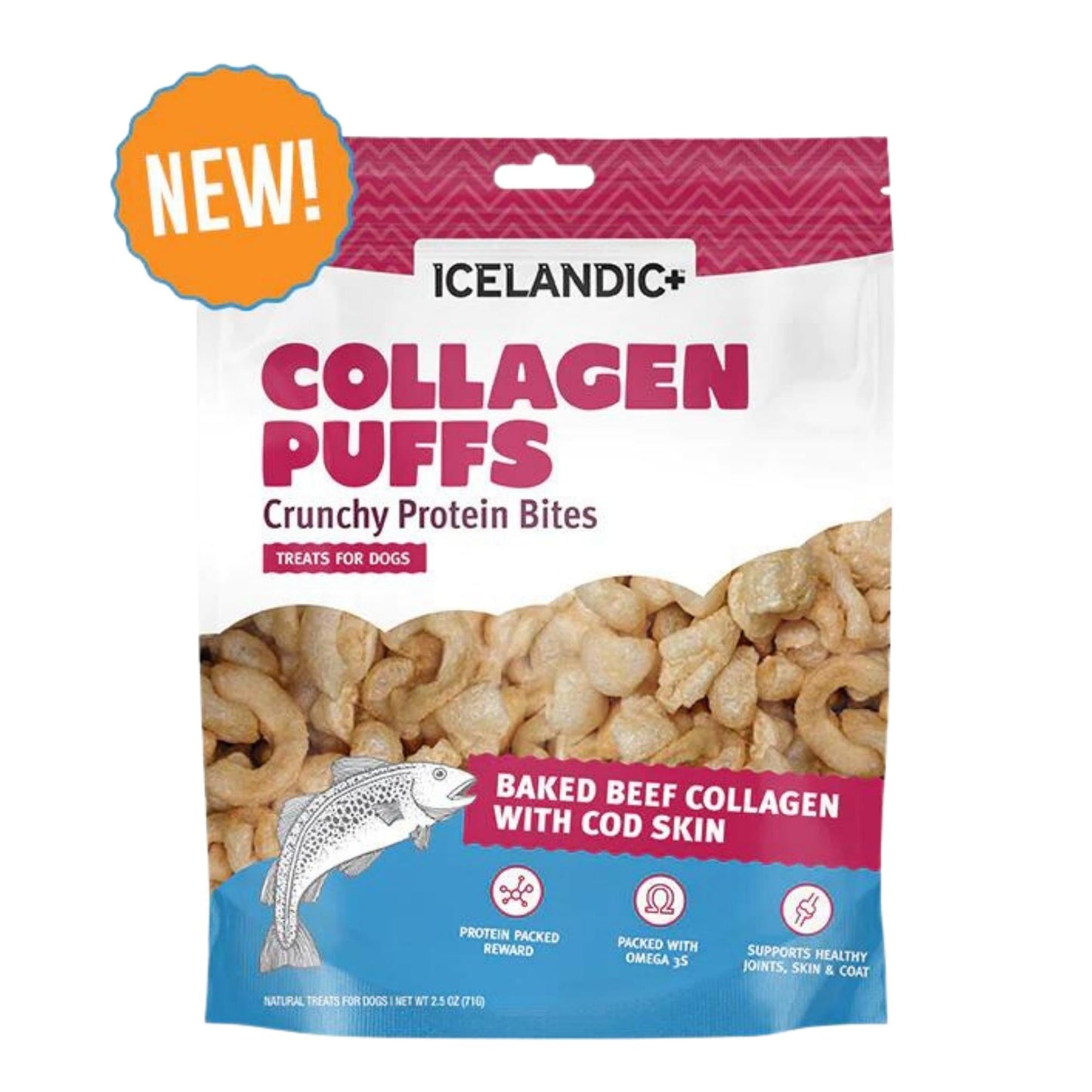 Icelandic Dog Collagen Puffs Bites With Fish 2,5oz,