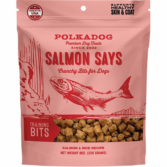 Polka Dog Bakery Dog Salmon Says Training Bits 8oz, Pouch