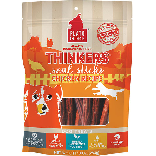 Plato Dog Treats Thinkers Chicken Sticks 10oz,