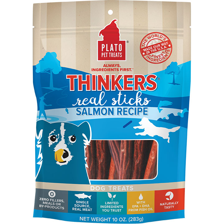 Plato Dog Treats Thinkers Salmon Sticks 10oz,